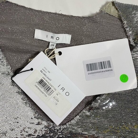 NWT IRO Women's Metallic Waleast Cold-shoulder Ruffled Sequined Tulle Top Size 2 - Picture 9 of 11